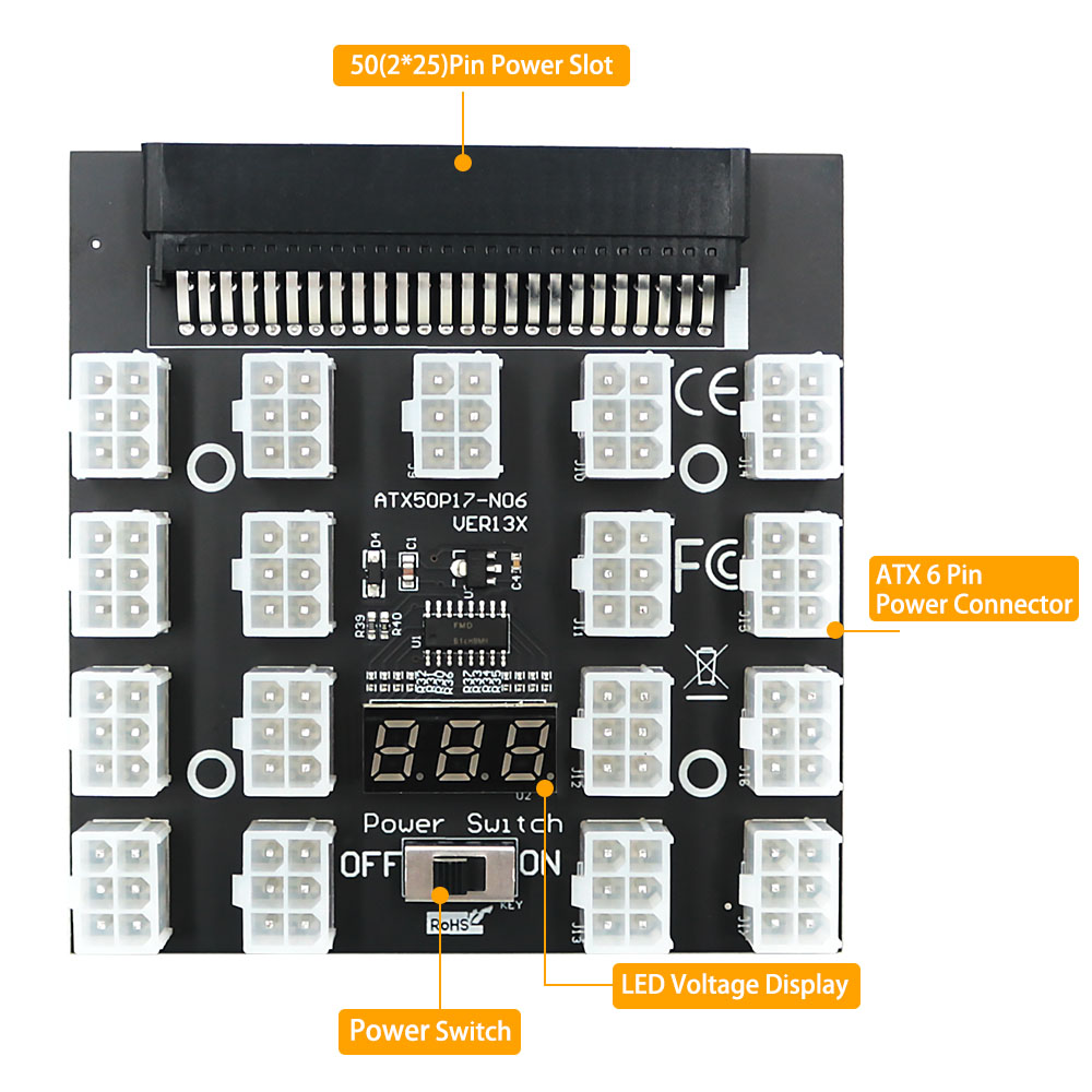 PCI-E 12V 50Pin untuk ATX 17 X - 2400W Server Psu Breakout Board ulasan dan harga